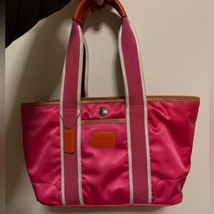 Coach Hamptons Hot Pink Satin Tote